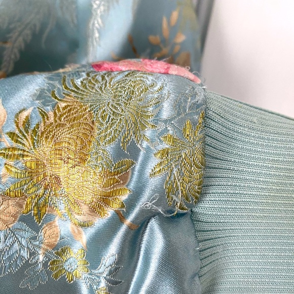 Cropped Satin Floral Print Bomber Jacket - Picture 5 of 8